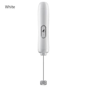 Handheld Electric Milk Frother Egg Beater Maker Kitchen Drink Foamer Mixer Coffee Creamer Whisk Frothy Stirring Tools - White