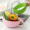 1pc Rice Washer Quinoa Strainer Cleaning Veggie Fruit Wash Sifter Kitchen Tools With Handle - Green - L