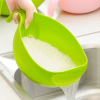 1pc Rice Washer Quinoa Strainer Cleaning Veggie Fruit Wash Sifter Kitchen Tools With Handle - Green - L