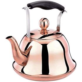 Rose Gold Stainless Steel Kettle; Streamlined Spout; Anti-scalding Handle; tea Kettle for Stove Top Whistling (Size : 4L) - 1L