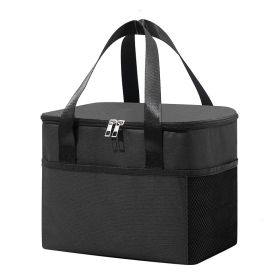 1pc Thicker Portable Thermal Ice Bag; Oxford Handle Lunch Box Bag; Outdoor Lunch Bag - Black