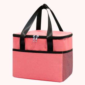 1pc Thicker Portable Thermal Ice Bag; Oxford Handle Lunch Box Bag; Outdoor Lunch Bag - Pink