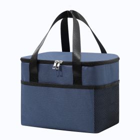 1pc Thicker Portable Thermal Ice Bag; Oxford Handle Lunch Box Bag; Outdoor Lunch Bag - Navy Blue