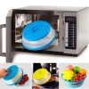 1 Pc Collapsible Microwave Splash Guard; Round Ventilated Collapsible Microwave Food Cover With Easy Grip Handle; Food Filter Dishwasher Safe - Blue*2