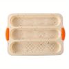 1pc; Silicone Baguette Pan; French Bread Baking Pan; Perforated 3 Loaves Baguettes Bakery Tray; Baking Tools; Kitchen Gadgets; Home Kitchen Items - Mu