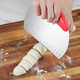 With scale flour dough cutter milk tie sugar not cut dough knife baking tools stainless steel single-sided cut - NM506-red