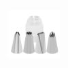 Cake Decorating Tips Set 5 Pieces Cake Icing Piping Nozzles and Coupler Set Perfect Decorating Tools for Cupcakes Cakes Cookies - stainless steel