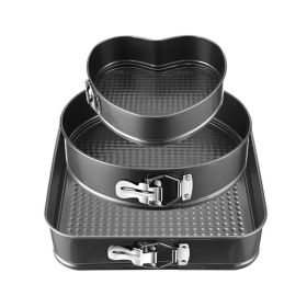 Removable Bottom 3Pcs/Set Non-stick Springform Cake Pan  - Black - Cake Pan