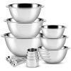 Stainless Steel Mixing Bowls 14 Piece Bowl Set with Measuring Cups and Spoons - Silver