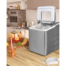 26lbs/24h Portable Countertop Ice Maker Machine with Scoop - sliver