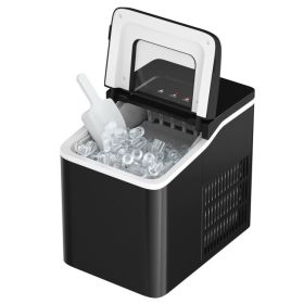 26lbs/24h Portable Countertop Ice Maker Machine with Scoop - black