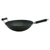 14 inch Light Cast Iron Pre Seasoned Traditional Wok with Handle - Black