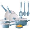 12pc Ceramic Cookware Set, Blue Linen - colour