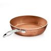 Hammered Nonstick Frying Pan Ceramic Skillet PFOA Free Dishwasher Safe Copper 12 inch - gold