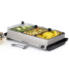 3 x 2.5 Qt. Stainless Steel Electric Buffet Server - Silver