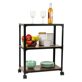 Charm 3 Shelf Mobile Kitchen Serving Cart - black