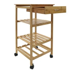 Kitchen Storage Cart with Wine Rack, 15.25Wx15.25Dx31.5H - Brown