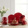 Artisanal Clay Stoneware 16-Piece Dining Set - Red