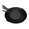 Frying Pans-Set of 3 Cast Iron Pre-Seasoned Nonstick Skillets in 10', 8', 6' - black