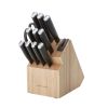 Classic Japanese Steel 12-Piece Knife Block Set with Built-in Knife Sharpener, Black - black