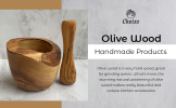 Olive Wood Rustic Mortar and Pestle - Default Title