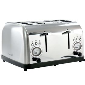 MegaChef 4 Slice Wide Slot Toaster with Variable Browning in Silver - MegaChef