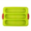 1pc; Silicone Baguette Pan; French Bread Baking Pan; Perforated 3 Loaves Baguettes Bakery Tray; Baking Tools; Kitchen Gadgets; Home Kitchen Items - Gr