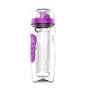 Fruit Infuser Water Bottle 32OZ Juice Shaker Sport w/ Flip Top Lid Anti-Slip Grips   - Purple