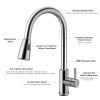 Kitchen Faucets Single Handle Kitchen Sink Faucet Brushed Nickel Stainless Steel Pulldown Head Faucet - Silver