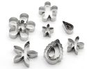 12 Pieces Cookie Cutters Biscuit Cutters Flowers Leafs Fondant Cutters Cake Decoration Tool - Silver