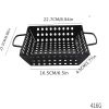 1pc Square Carbon Steel Barbecue Tray Vegetable Fruit Drain Basket Multifunctional Kitchen Tool - Black