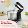 Stand Mixer, 6 Speed, with Mixing Bowl, Dough Hooks, Beaters, Recipes, Black, 3 Qt - Black