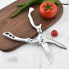 1pc Kitchen Poultry Shears; Kitchen Powerful Chicken Bone Scissors; Multi-purpose Stainless Steel Scissors; Duck Fish Cutter Shears - Wood Grain Color