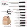 Classic Japanese Steel 12-Piece Knife Block Set with Built-in Knife Sharpener, Black - black