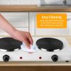 2000W Double Electric Burner Portable Dual Counter Stove Countertop Hot Plate Kitchen Cooker Stove with 5 Gear Temperature Control - US