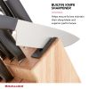 Classic Japanese Steel 12-Piece Knife Block Set with Built-in Knife Sharpener, Black - black