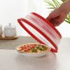 1 Pc Collapsible Microwave Splash Guard; Round Ventilated Collapsible Microwave Food Cover With Easy Grip Handle; Food Filter Dishwasher Safe - Green