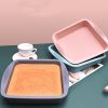 1pc Square Silicone Cake Pan Wave Pattern Toast Bread Baking Pan Easy To Wash High Temperature Resistant Oven Silicone Cake Mold - Pink