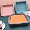 1pc Square Silicone Cake Pan Wave Pattern Toast Bread Baking Pan Easy To Wash High Temperature Resistant Oven Silicone Cake Mold - Pink