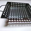 1pc Square Carbon Steel Barbecue Tray Vegetable Fruit Drain Basket Multifunctional Kitchen Tool - Black