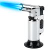 Culinary Butane Torch Lighter Refillable Blow Torch Adjustable Flame Kitchen Cooking BBQ Torch (Gas Not Included) - Silver