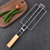 1pc Sausage Grill Net BBQ Tools 304 Stainless Steel Corn Grill Removable Folding Portable Grill Net Clip; Household Barbecue Tool; Kitchen Utensils -