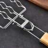 1pc Sausage Grill Net BBQ Tools 304 Stainless Steel Corn Grill Removable Folding Portable Grill Net Clip; Household Barbecue Tool; Kitchen Utensils -