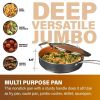 5.5 Qt Multipurpose Nonstick Jumbo Cooker Saute Pan with Glass Lid Oven Dishwasher Safe - gold