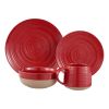 Artisanal Clay Stoneware 16-Piece Dining Set - Red