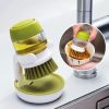 Dish Scrubber Brush with Handle, 3 Pack Kitchen Scrub Brush for Dishes, Sink Cleaning Brush for Bowl Pot Pan Vegetables - Green