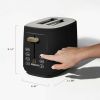 2-Slice Toaster with Touch-Activated Display, White Icing by Drew Barrymore - Black Sesame