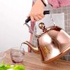 Rose Gold Stainless Steel Kettle; Streamlined Spout; Anti-scalding Handle; tea Kettle for Stove Top Whistling (Size : 4L) - 5L