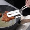 Stainless Steel Steak Clip Pancake Barbecue Spatula Clip BBQ Tongs Frying Fish Spatula Clip Bread Clip Household Kitchen Tool - 201 Stainless steel