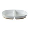 Better Homes & Gardens Abbott Exposed Clay Stoneware Divided Serving Tray, White Speckled, Oval - Better Homes & Gardens